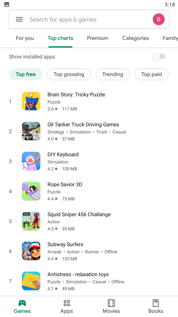 Google Play Store — pantalla 3