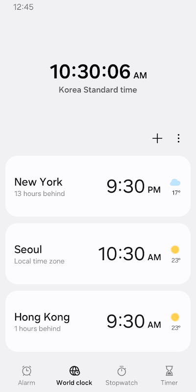 Samsung Clock screenshot