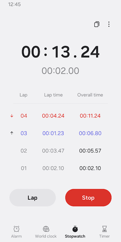 Samsung Clock screenshot