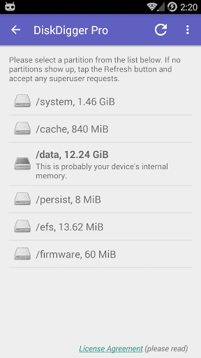 DiskDigger photo/file recovery screenshot