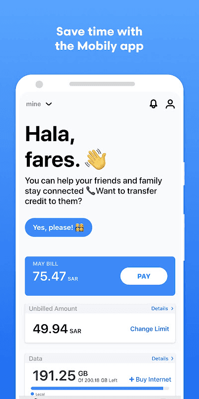Mobily App screenshot
