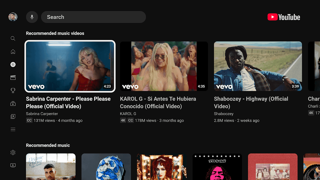 YouTube for Android TV screenshot
