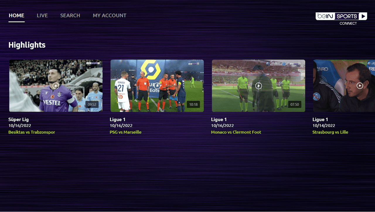 beIN SPORTS CONNECT screenshot