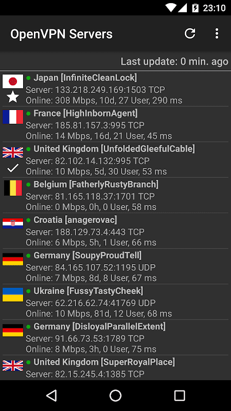 VPN Servers screenshot