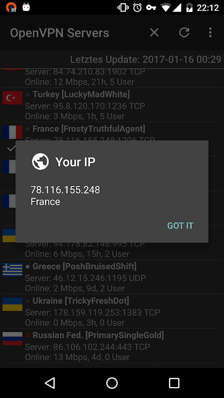 VPN Servers screenshot