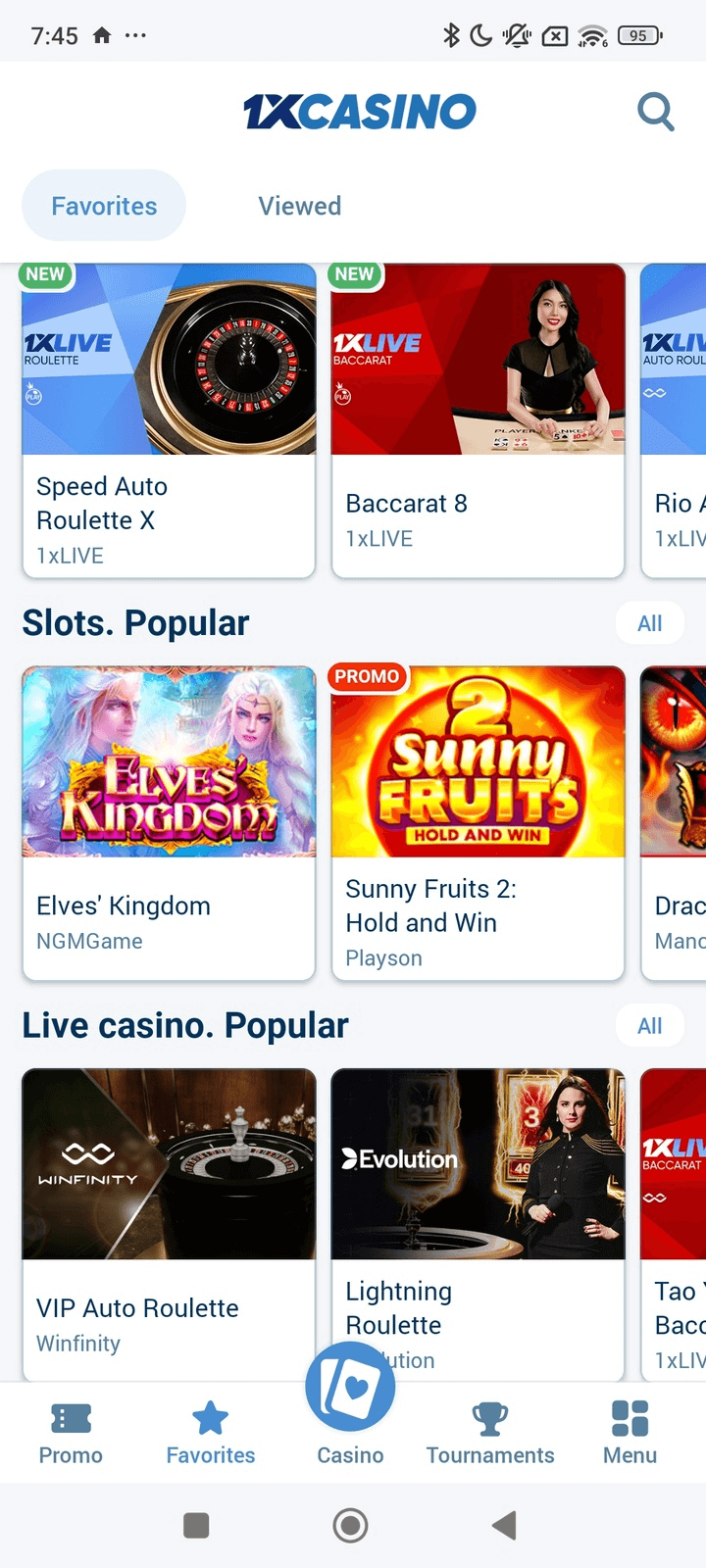 1xcasino screenshot