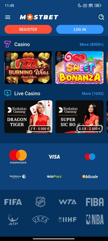 Mostbet screenshot