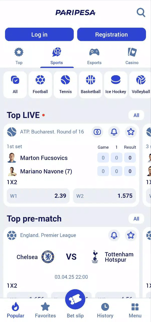 Paripesa screenshot
