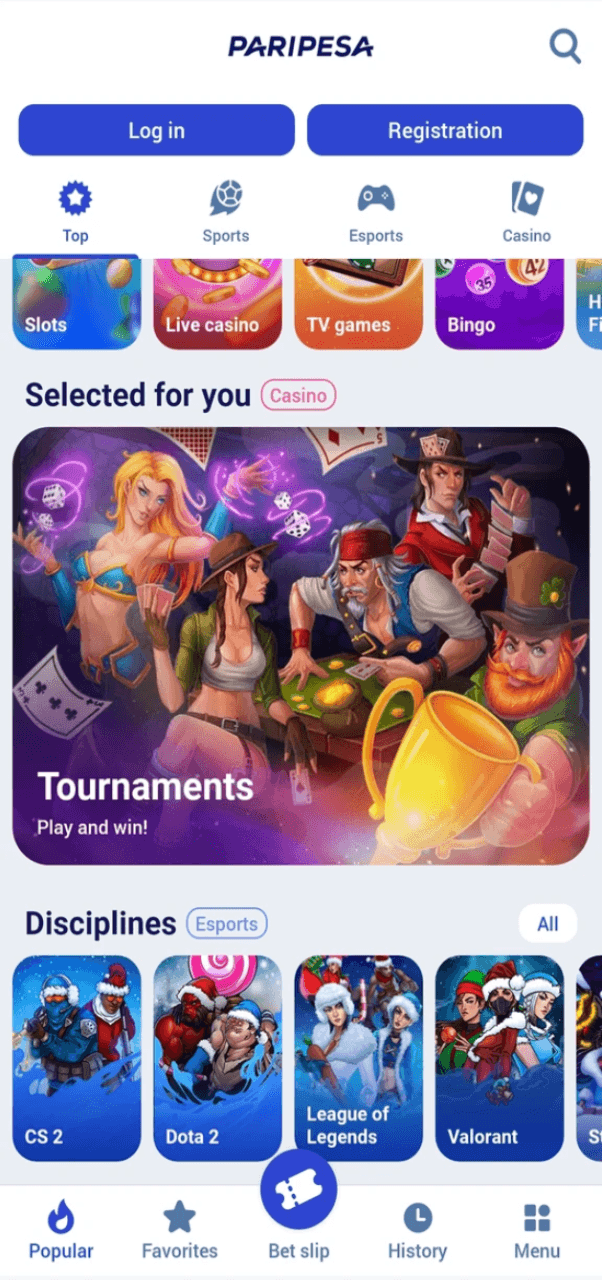 Paripesa screenshot