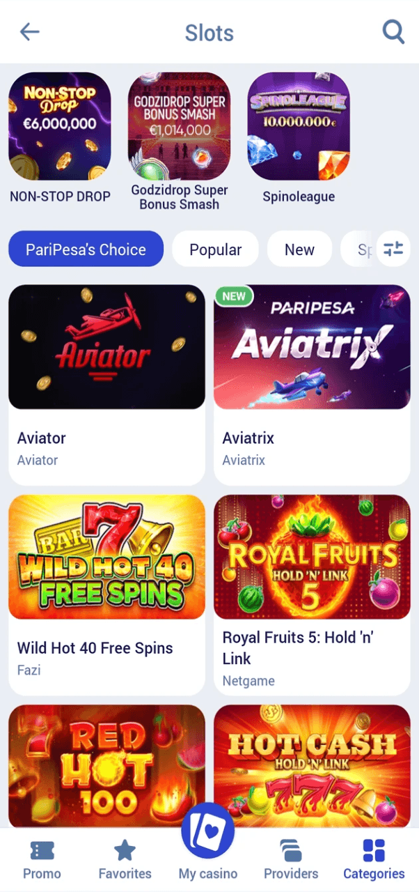 Paripesa screenshot