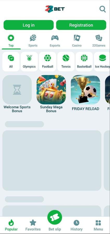 22Bet screenshot