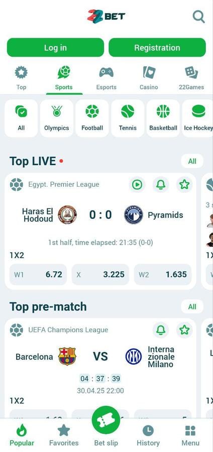22Bet screenshot