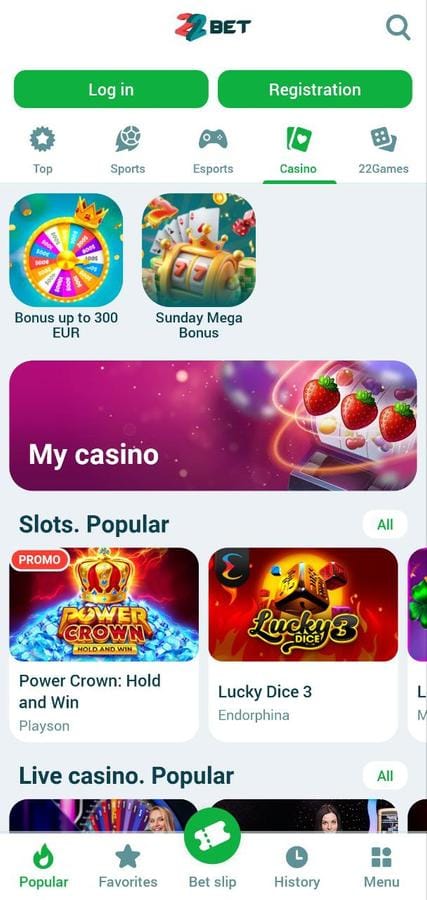 22Bet screenshot