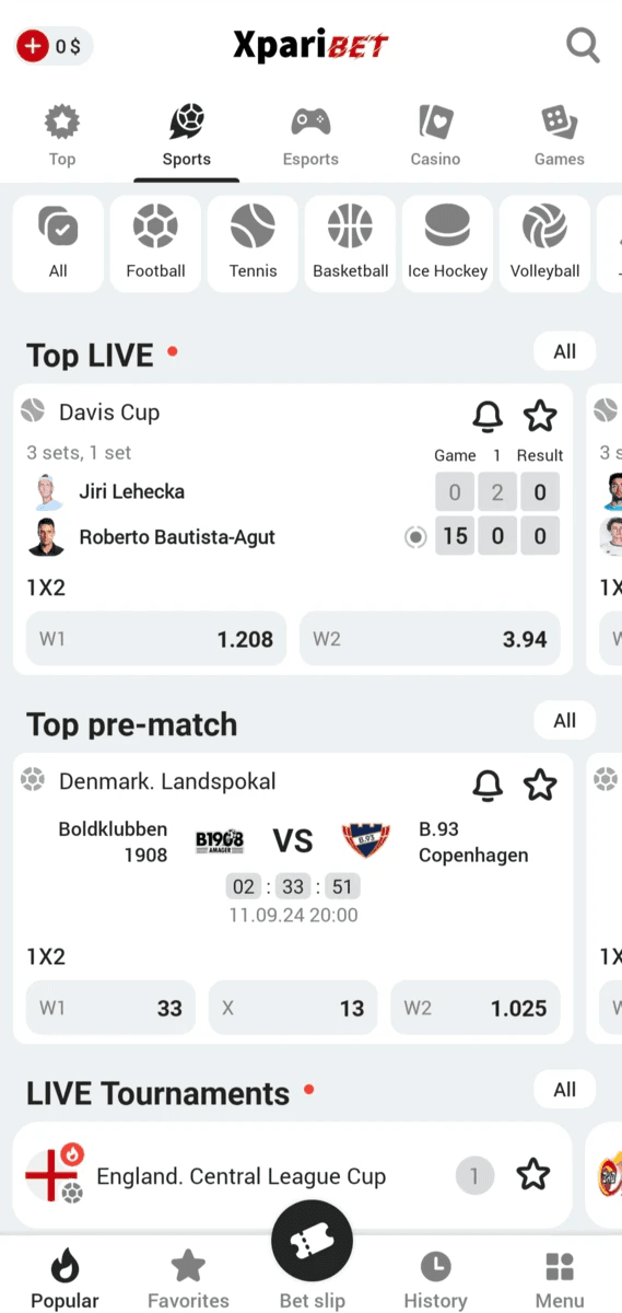 XpariBet screenshot