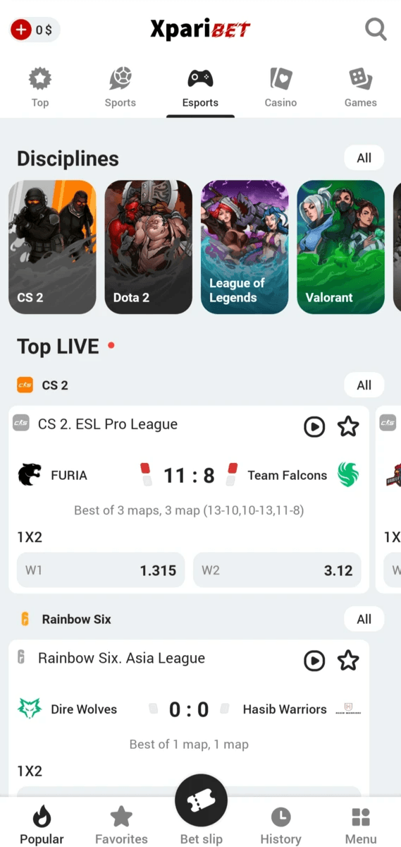 XpariBet screenshot