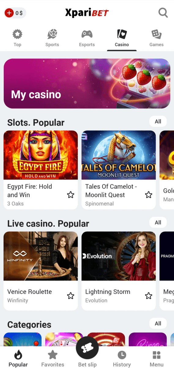 XpariBet screenshot