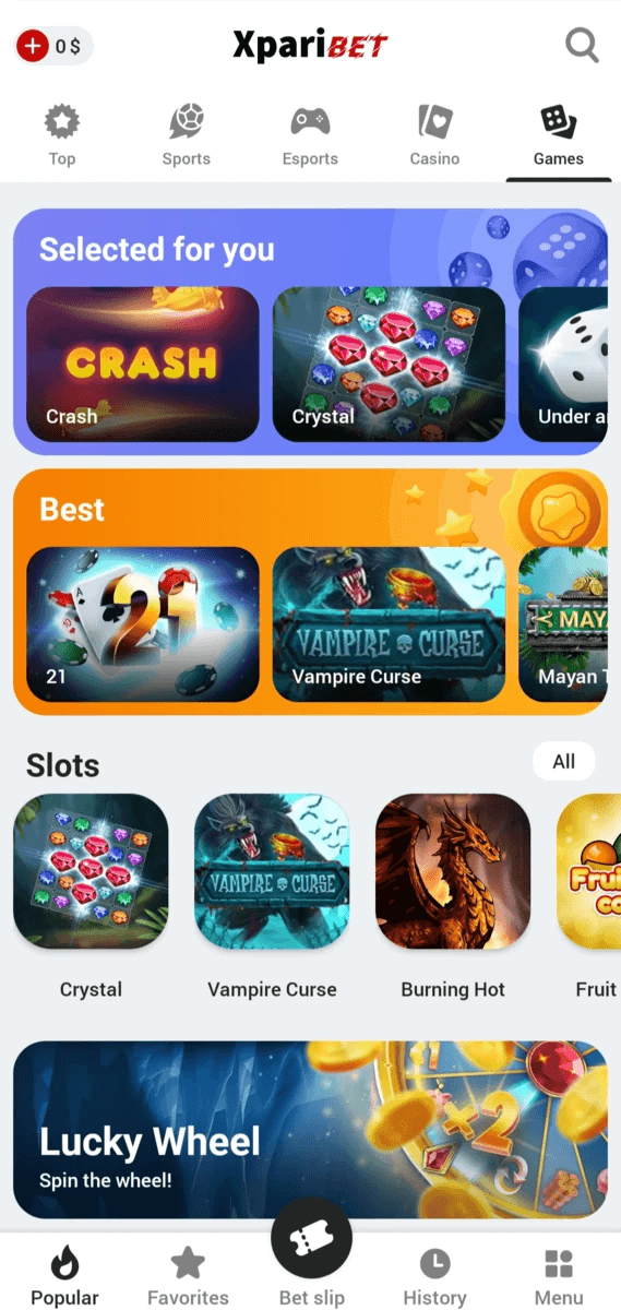 XpariBet screenshot