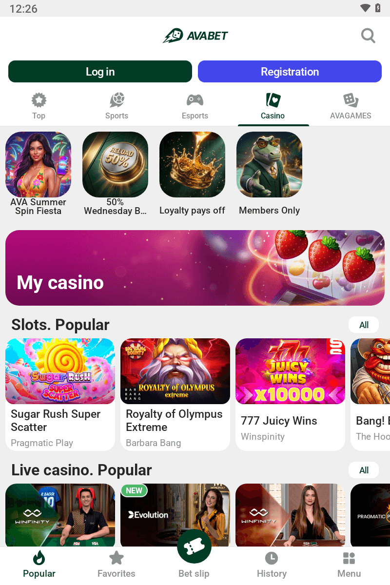 Avabet screenshot