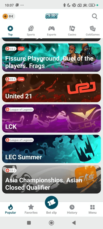 Coldbet screenshot