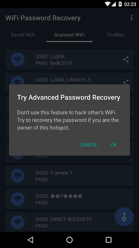 WiFi Password Recovery screenshot