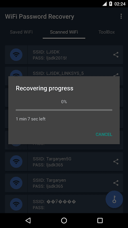 WiFi Password Recovery screenshot